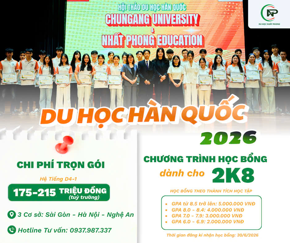 Du học Hàn Quốc 2026 — Chương trình học bổng dành cho 2K8 · Nhất Phong Education